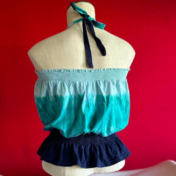 Tie Dye Blue Fade Hippie Crop Top Size Small - Picture 4 of 5